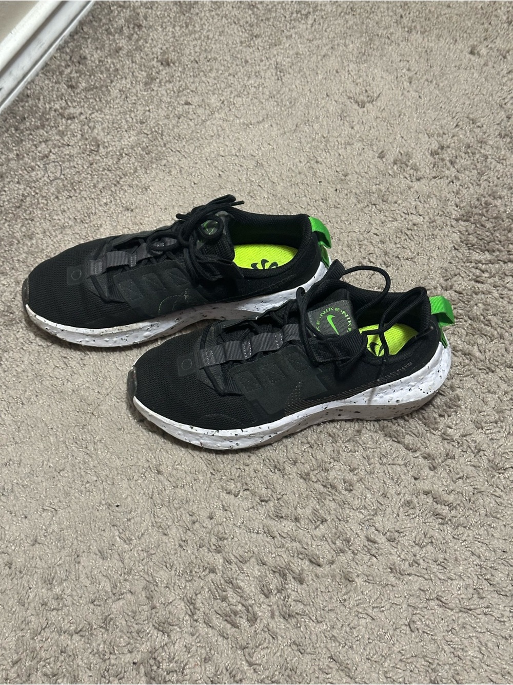 Nike Black Sneakers with Neon Green Highlights